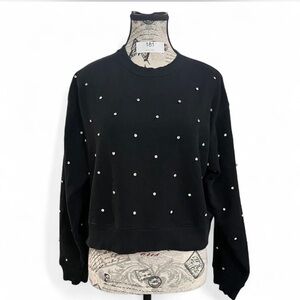 American Eagle Outfitters Black Embellished Gem Crewneck Sweatshirt